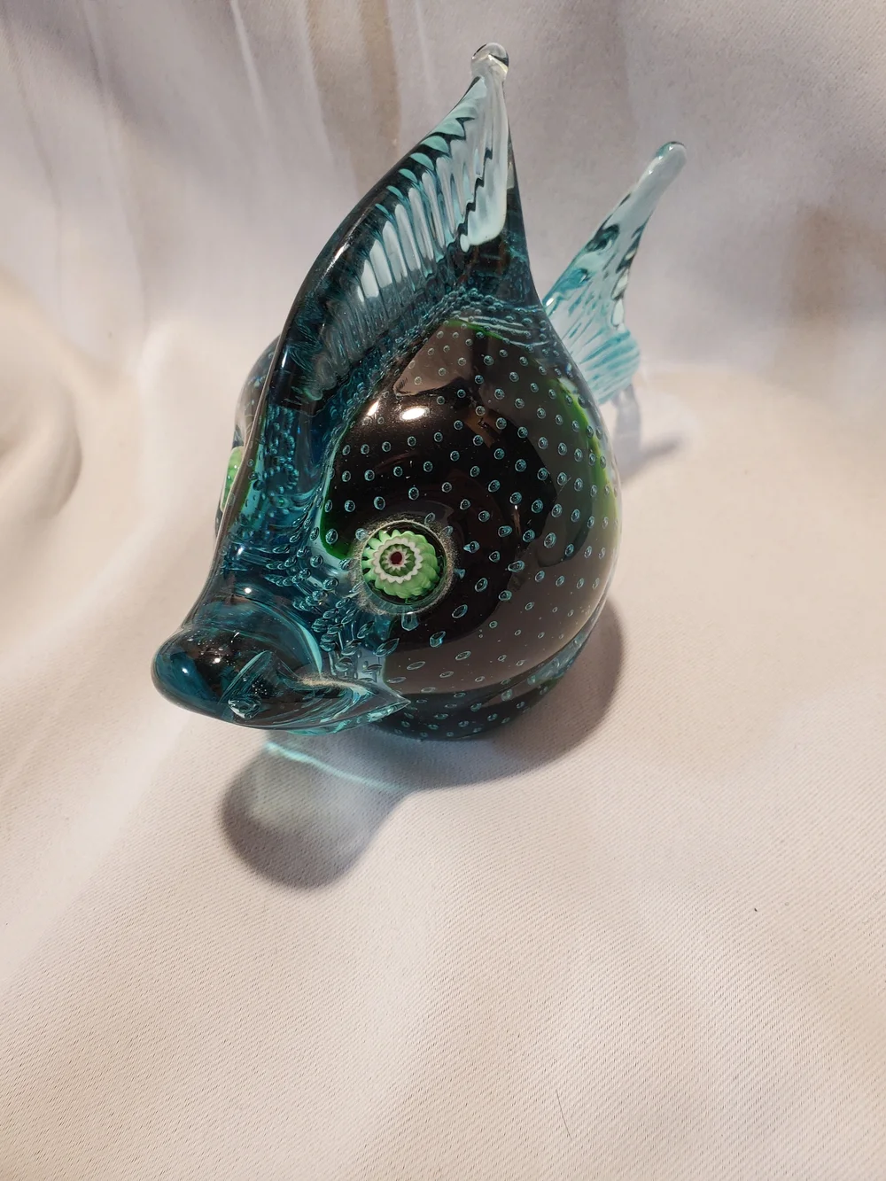 Vintage Galiano Ferro Murano Glass Fish Bullicante Controlled Bubble